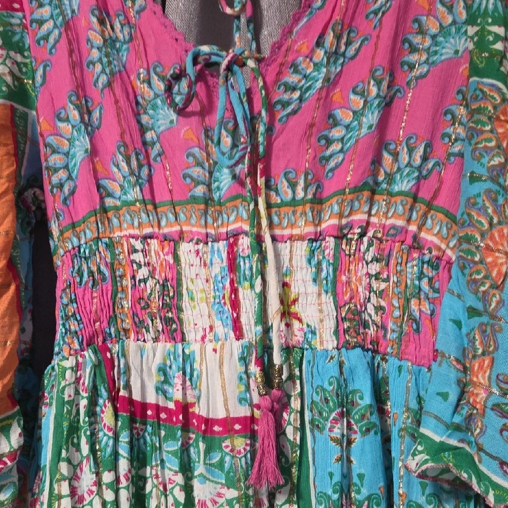 Meg 2 Magic Anthropologie Pink and Green Maxi Dress - Picture 8 of 8
